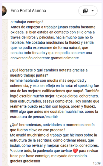 Testimonio de Ema, alumna de LET
