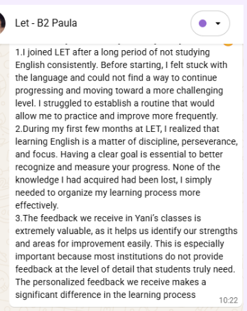 Testimonio de Paula, curso B2